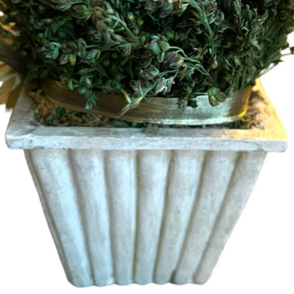 Silk Pink Tea Rose Plant Resin Planter Gold Wire Ribbon 7